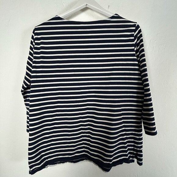 Nursing Queen Womens Navy Striped Nursing Top XL 3/4 Sleeve with Hidden Zipper - Picture 2 of 11